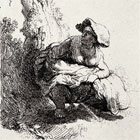 Rembrandt, ets, Plassende boerenvrouw